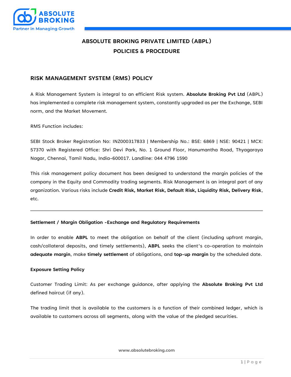 Policies & Procedure — page 1